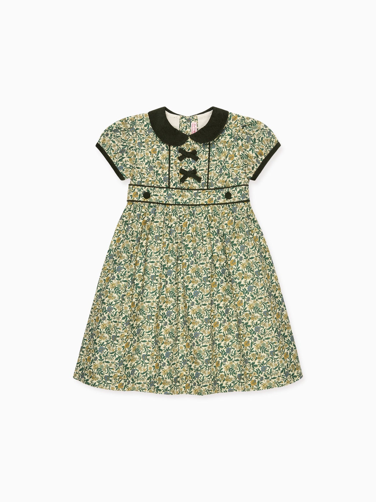 Bottle Green Floral Portia Girl Dress