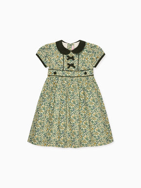 Bottle Green Floral Portia Girl Dress