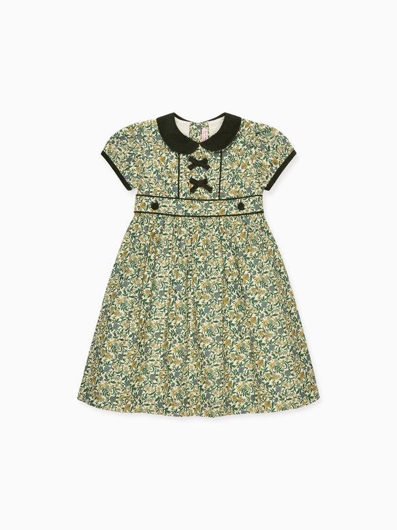 Bottle Green Floral Portia Girl Dress