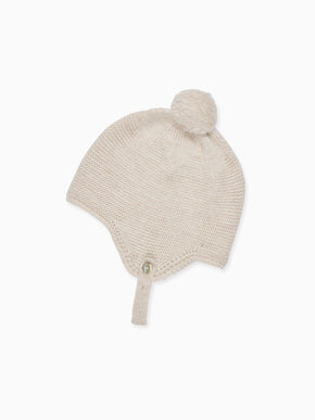 Oatmeal Melange Renta Merino Baby Knitted Bonnet