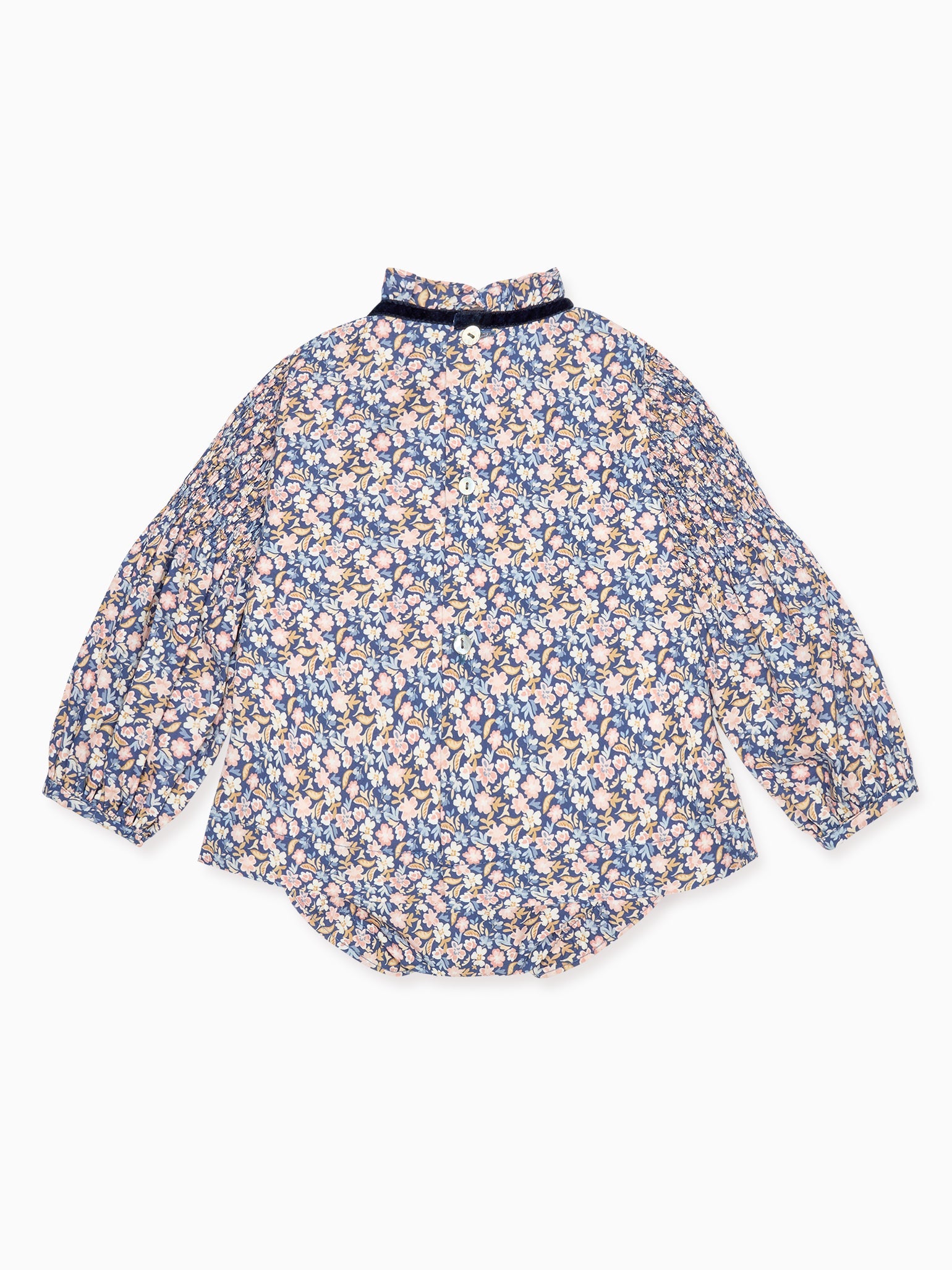 Blue Floral Raya Baby Girl Smocked Set