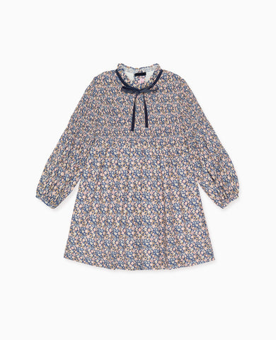 Blue Floral Raya Girl Smocked Dress