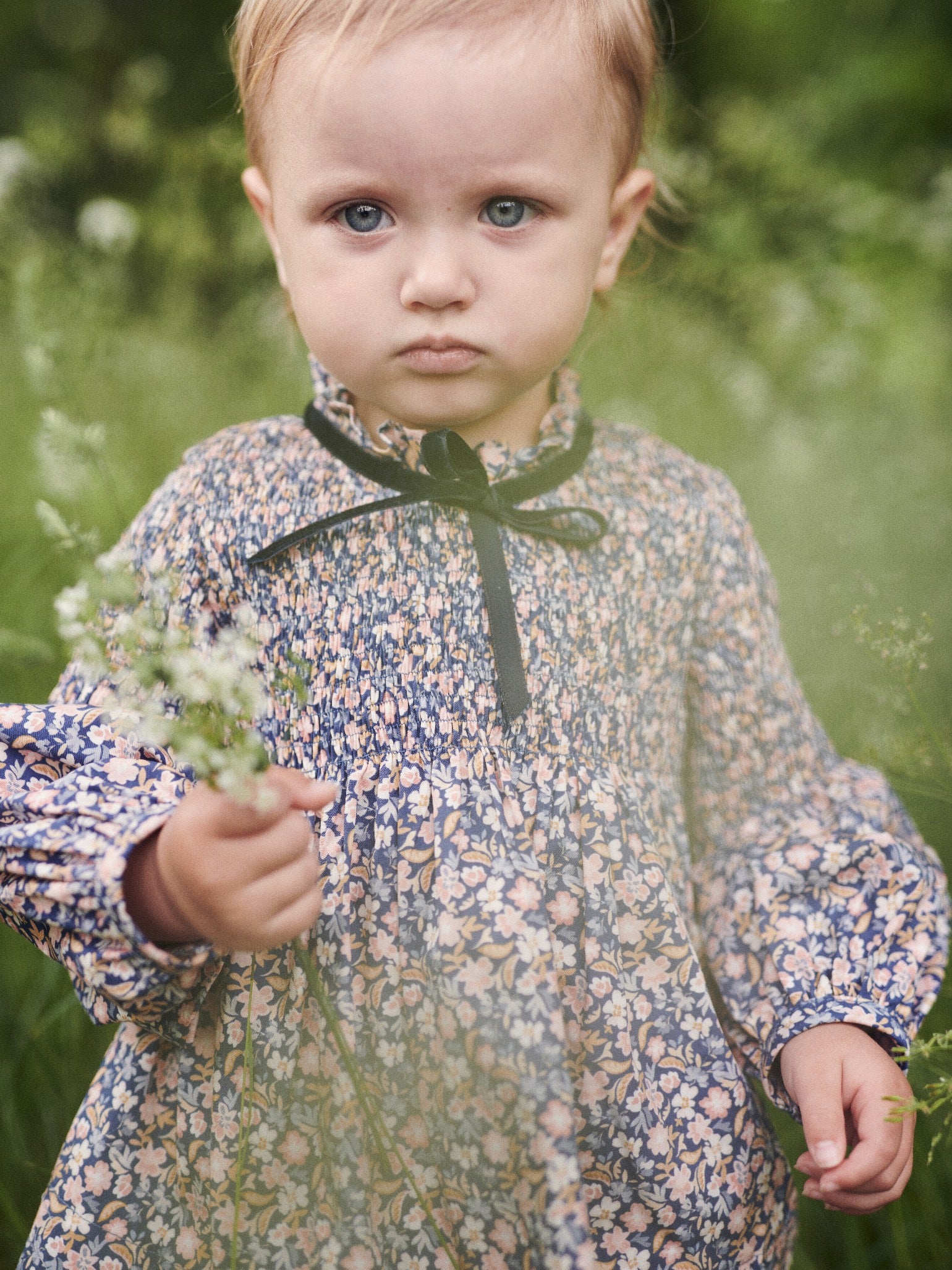 Blue Floral Raya Baby Girl Smocked Set