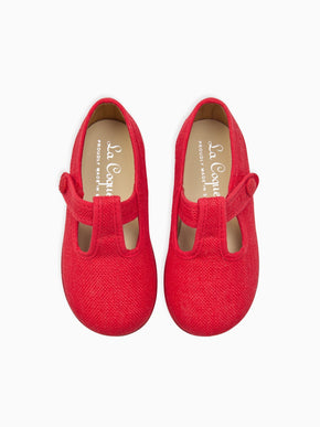 Red Pedro Canvas Baby T-Bar Espadrille