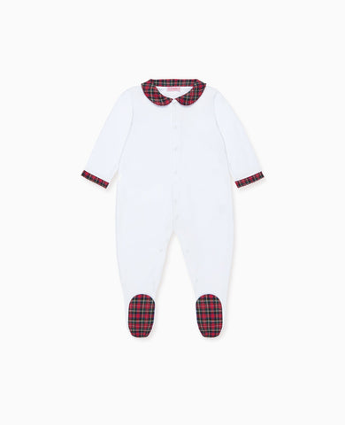 Red Tartan Lindo Baby Sleepsuit