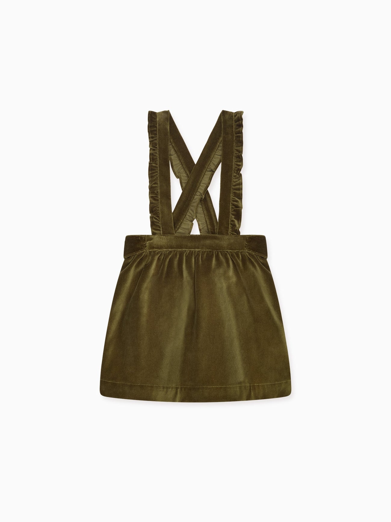 Green Reina Velvet Girl Pinafore Skirt