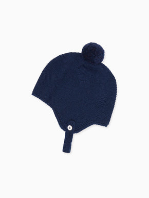 Navy Renta Merino Baby Knitted Bonnet