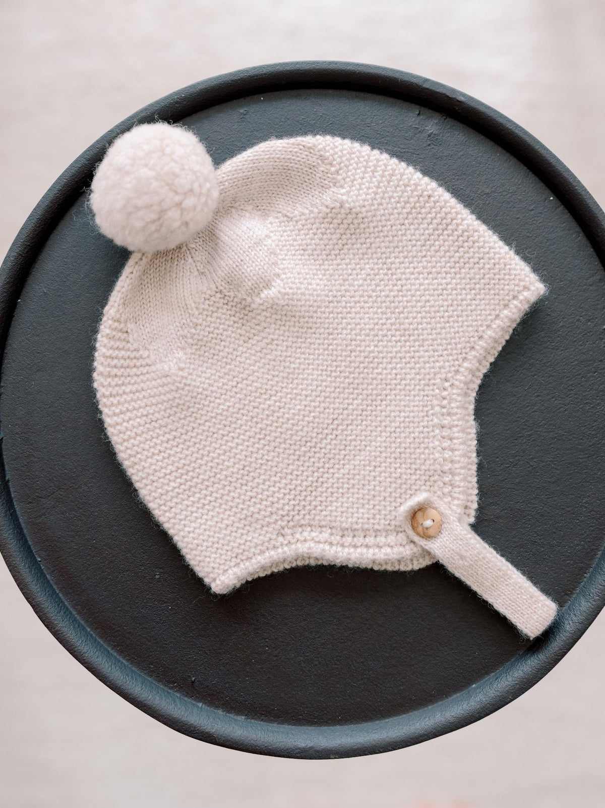 Oatmeal Renta Merino Baby Knitted Bonnet