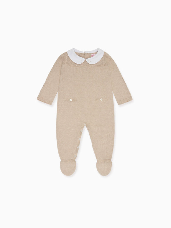 Taupe Reyes Cotton Baby Knitted Playsuit