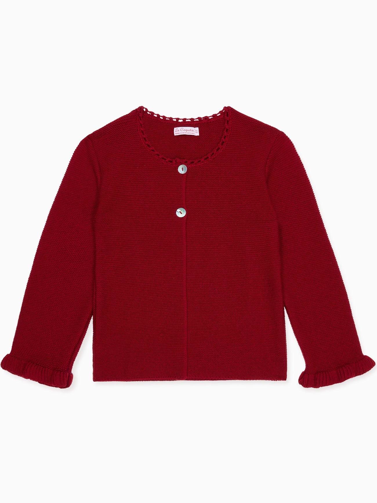 Burgundy Rima Merino Girl Cardigan