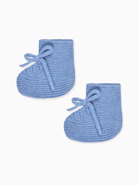 Blue Rimevera Cotton Baby Knitted Booties