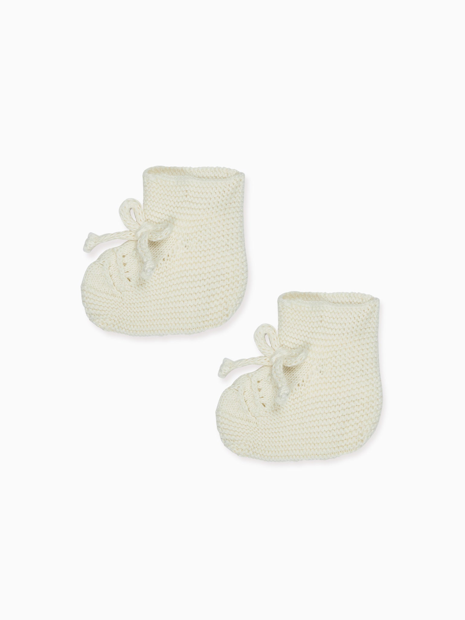 Ivory Rimevera Cotton Baby Knitted Booties La Coqueta Kids UK