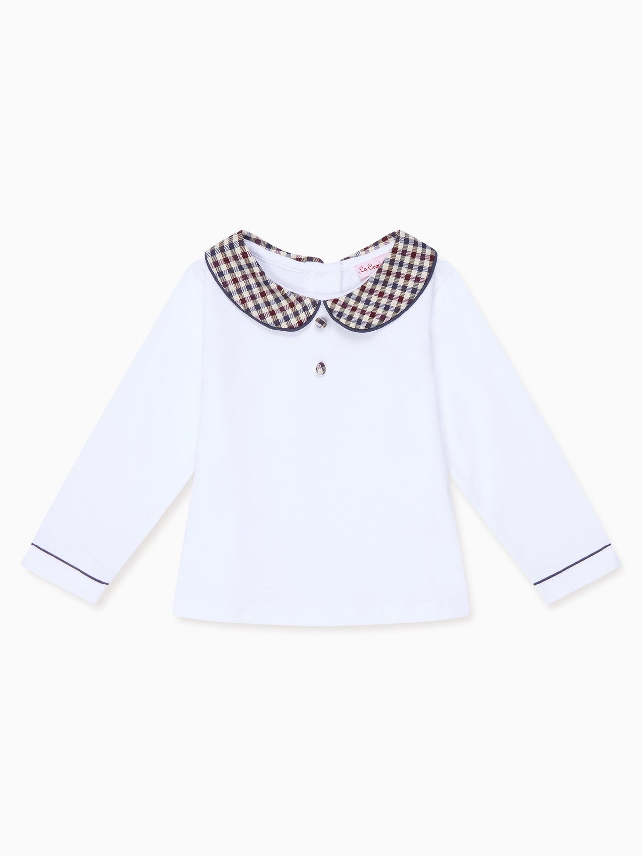 Burgundy Check Romo Long Sleeve Baby Top