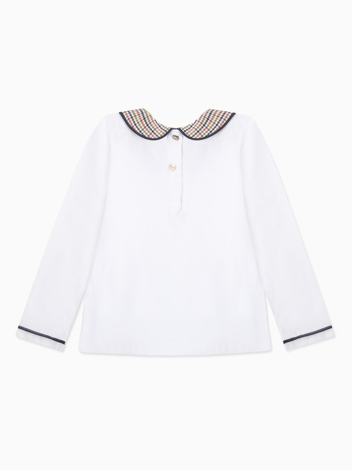 White & Green Check Romo Long Sleeve Baby Top
