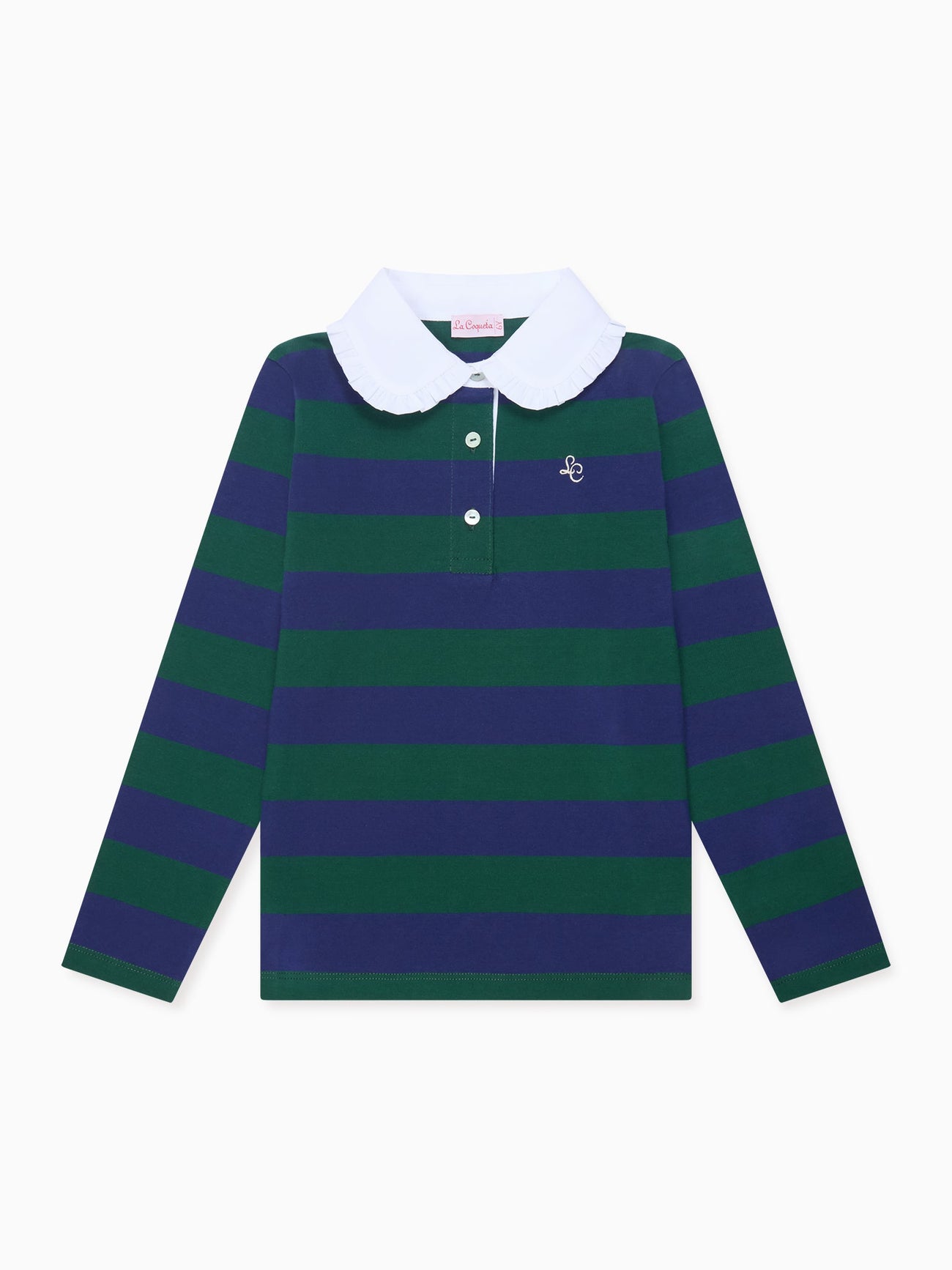 Green Stripe Rosalia Long Sleeve Girl Top