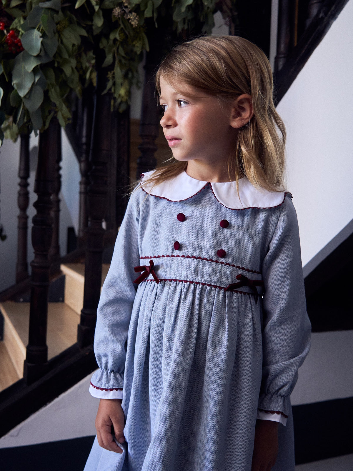 Dusty Blue Rosalie Girl Empire Dress