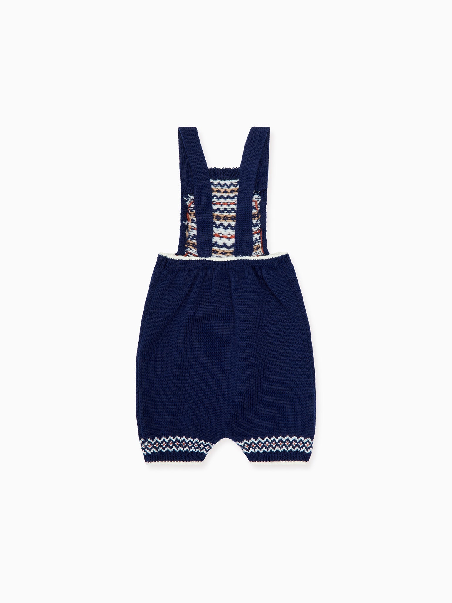 Navy Rubino Merino Fair Isle Baby Knitted Dungarees