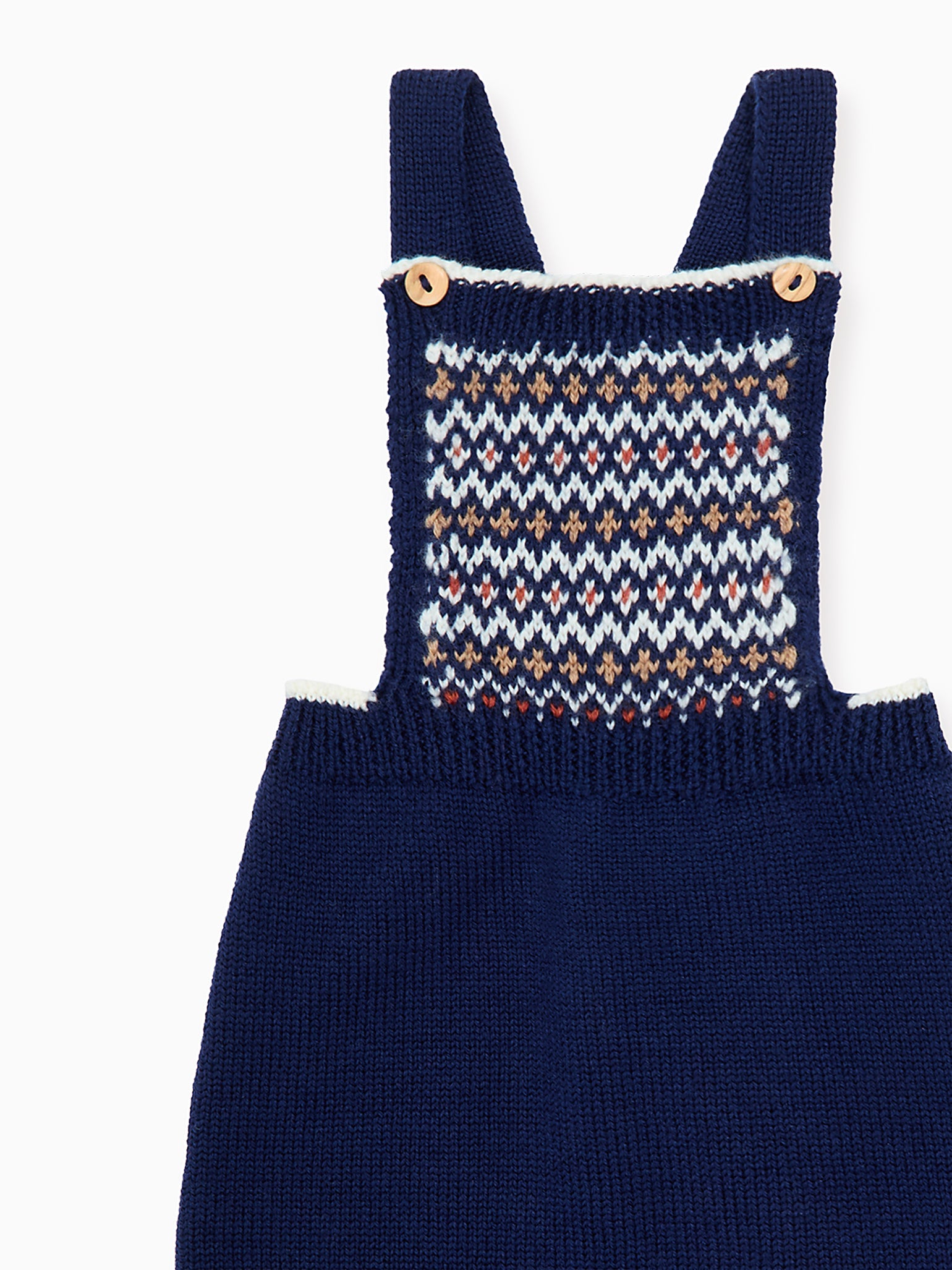 Navy Rubino Merino Fair Isle Baby Knitted Dungarees