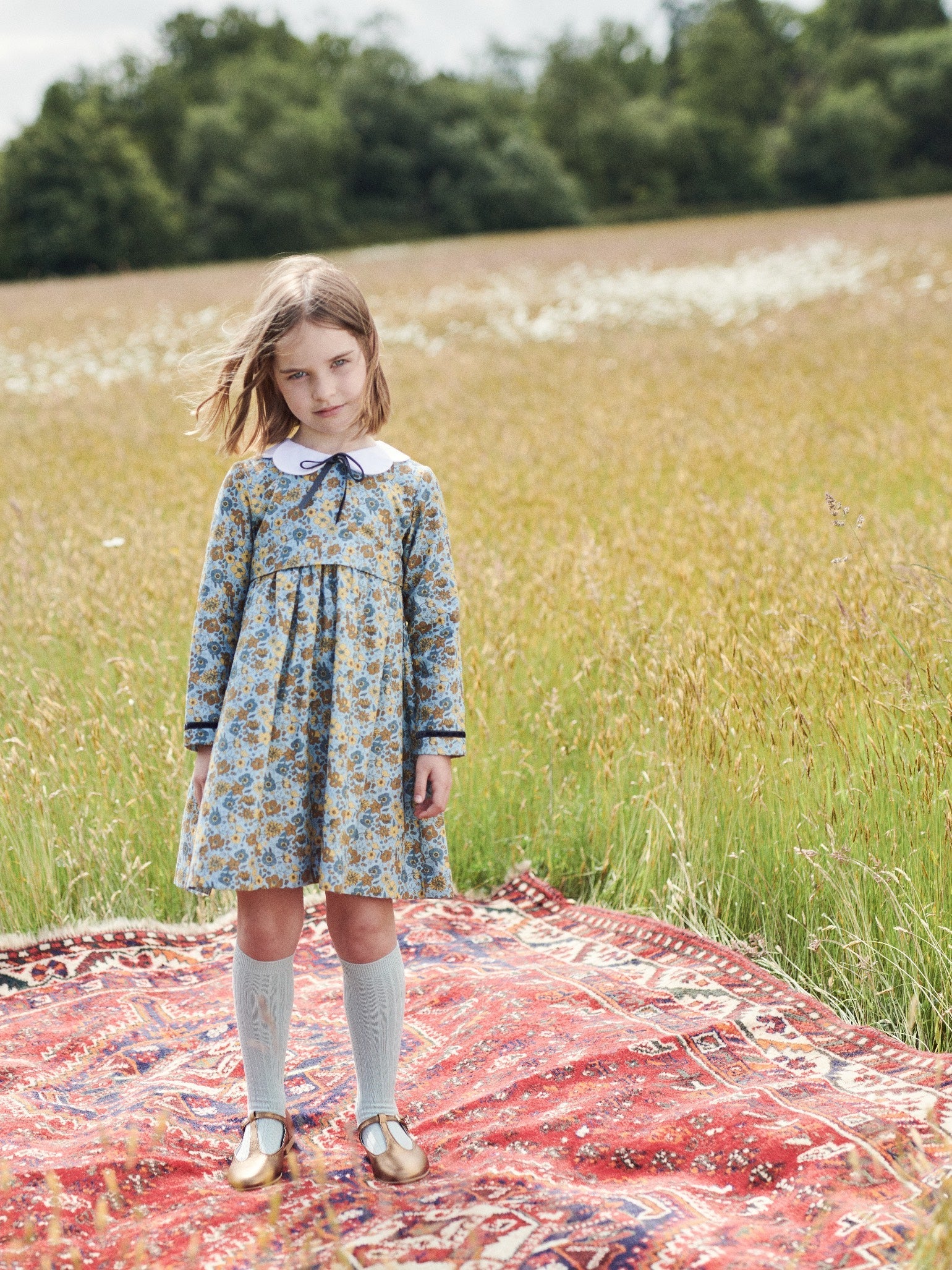 Blue Floral Ruby Girl Dress