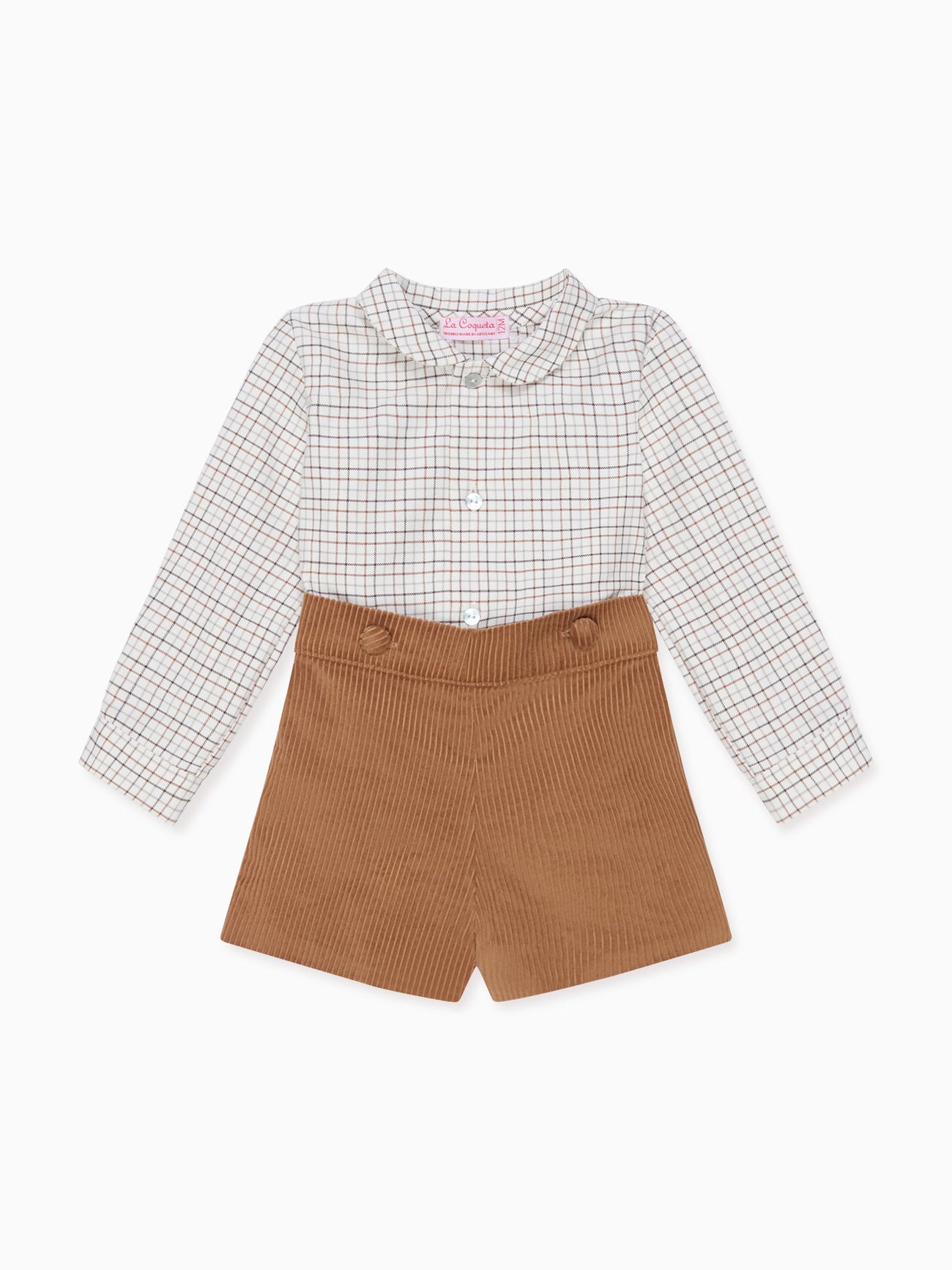Caramel Check Sando Baby Boy Set
