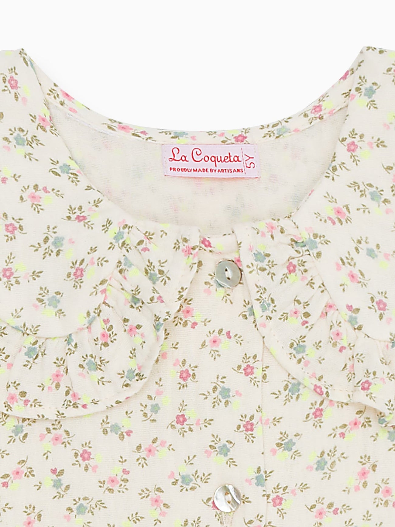 Ivory Floral Sarita Organic Cotton Girl Shirt