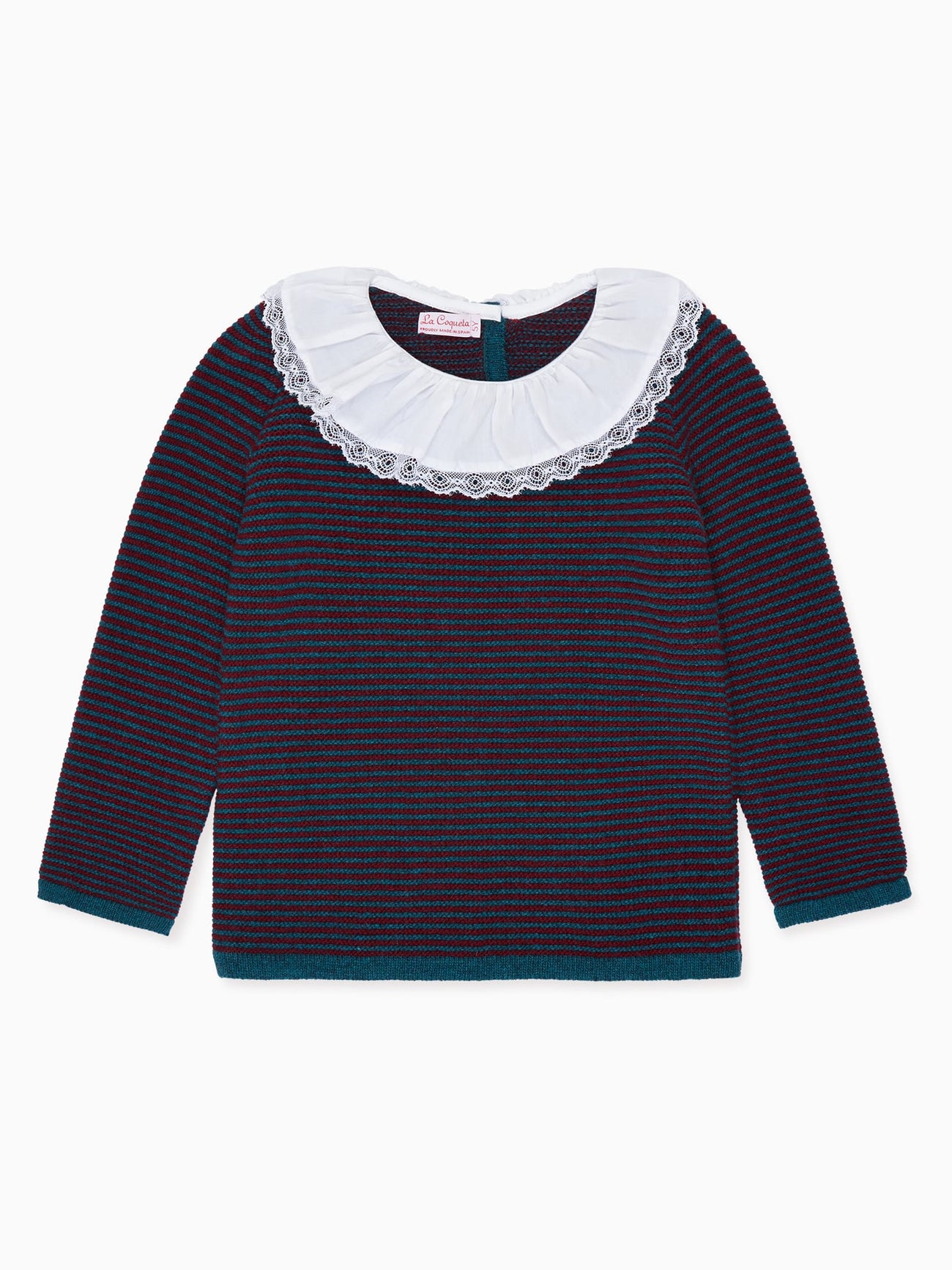 Burgundy Stripe Savannah Merino Girl Jumper