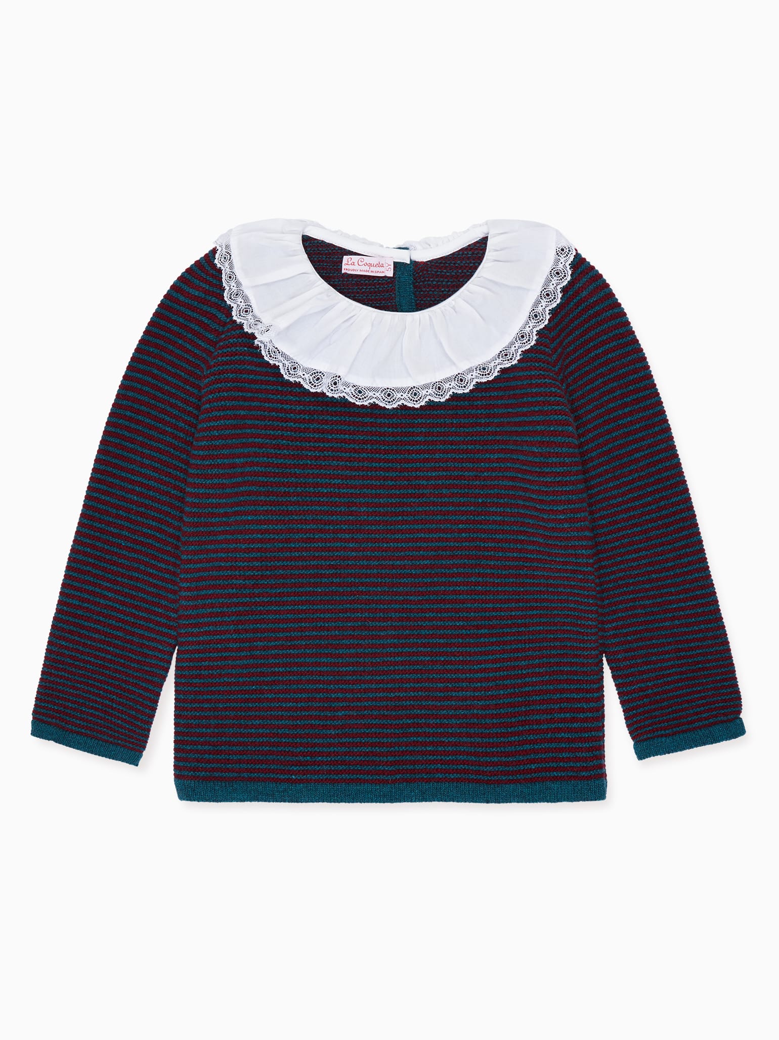 Burgundy Stripe Savannah Merino Girl Jumper