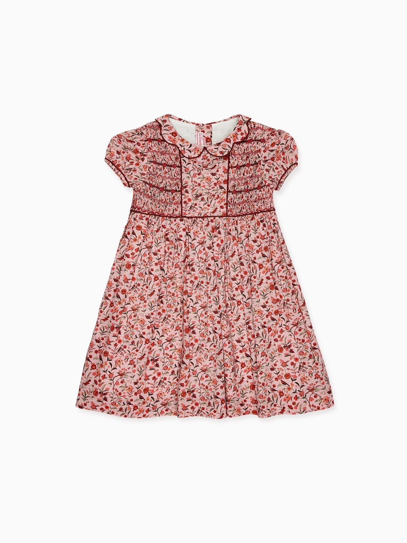 Pink Bird Floral Scarlett Girl Hand-Smocked Dress