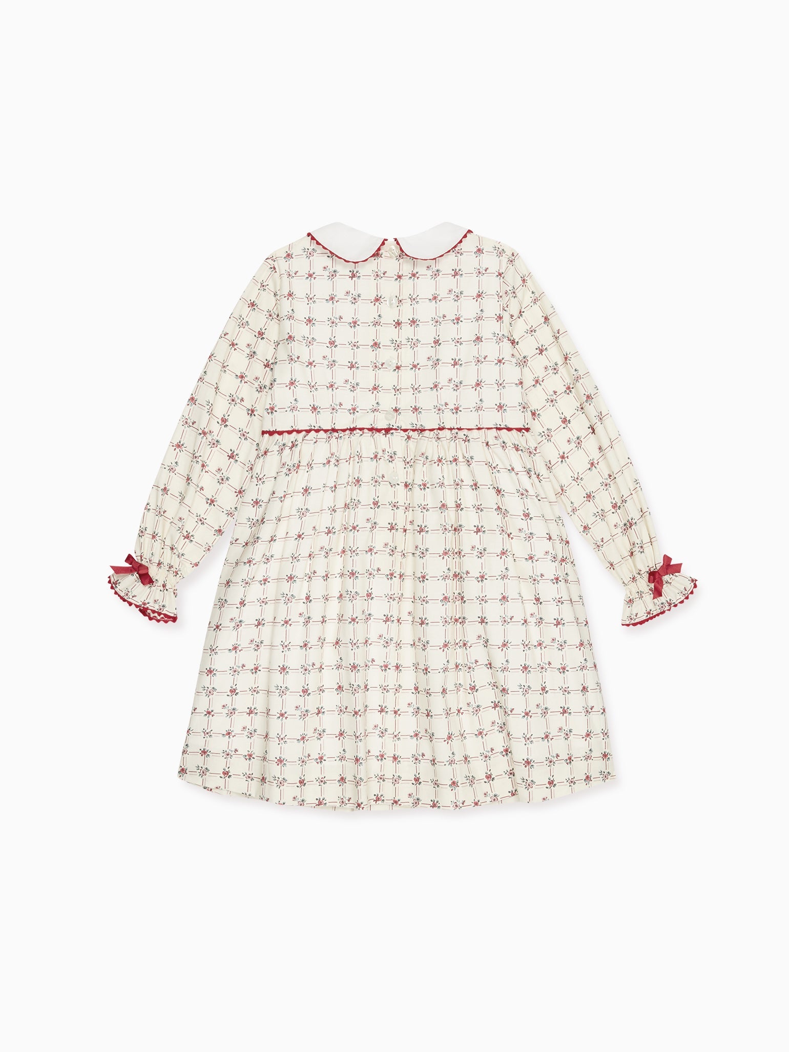 Red Grid Floral Selena Girl Dress