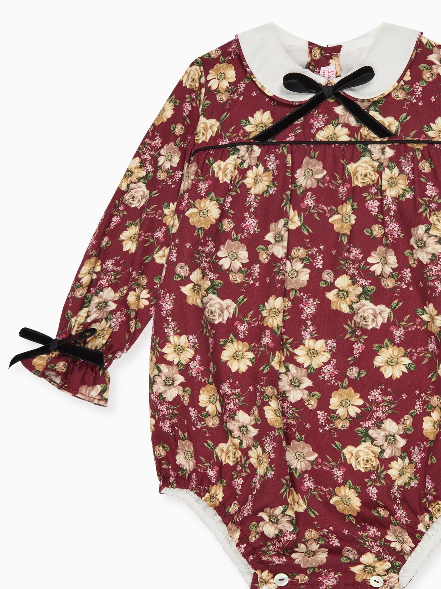 Burgundy Floral Senna Baby Girl Romper