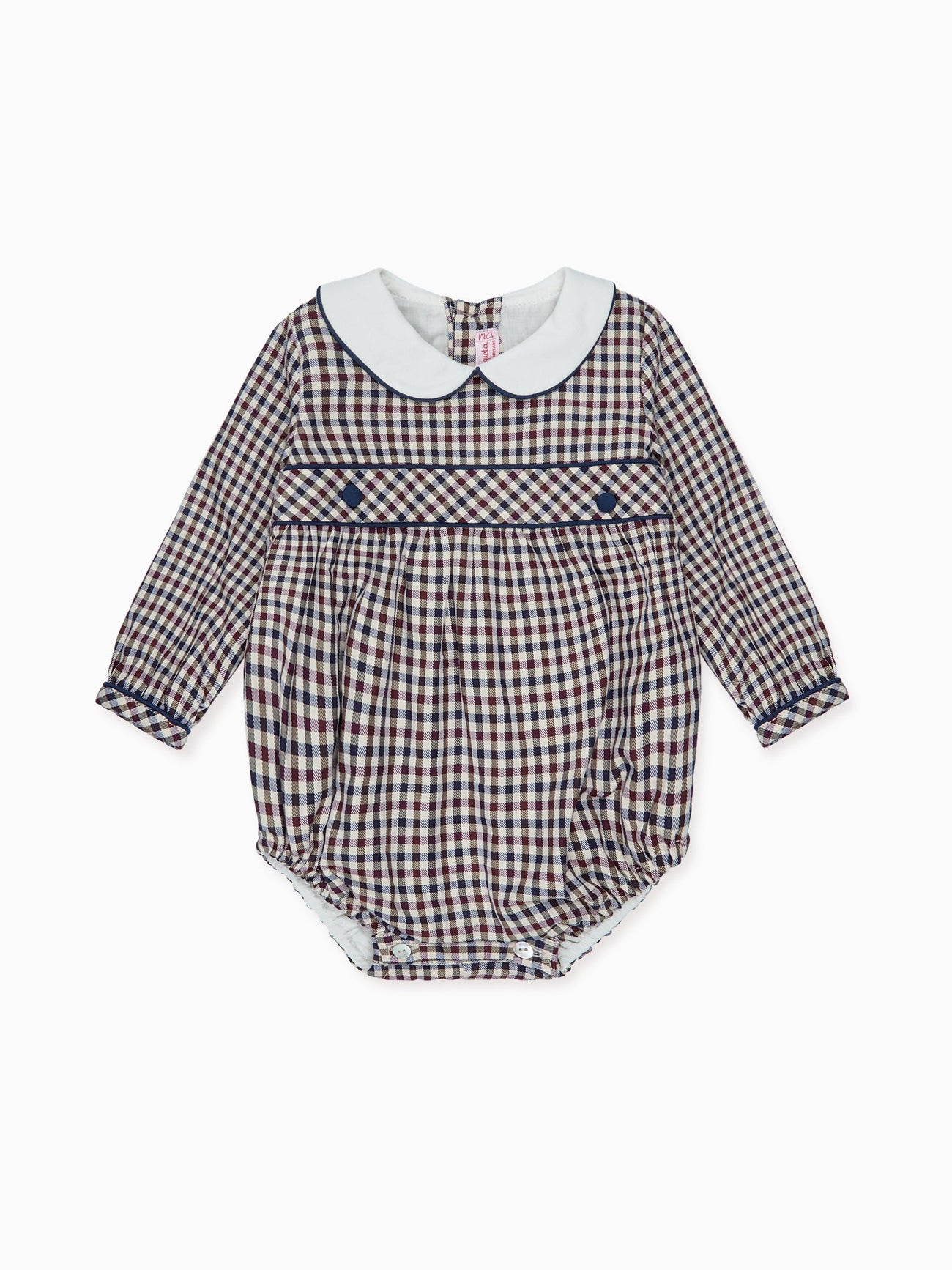 Burgundy Check Senna Baby Romper