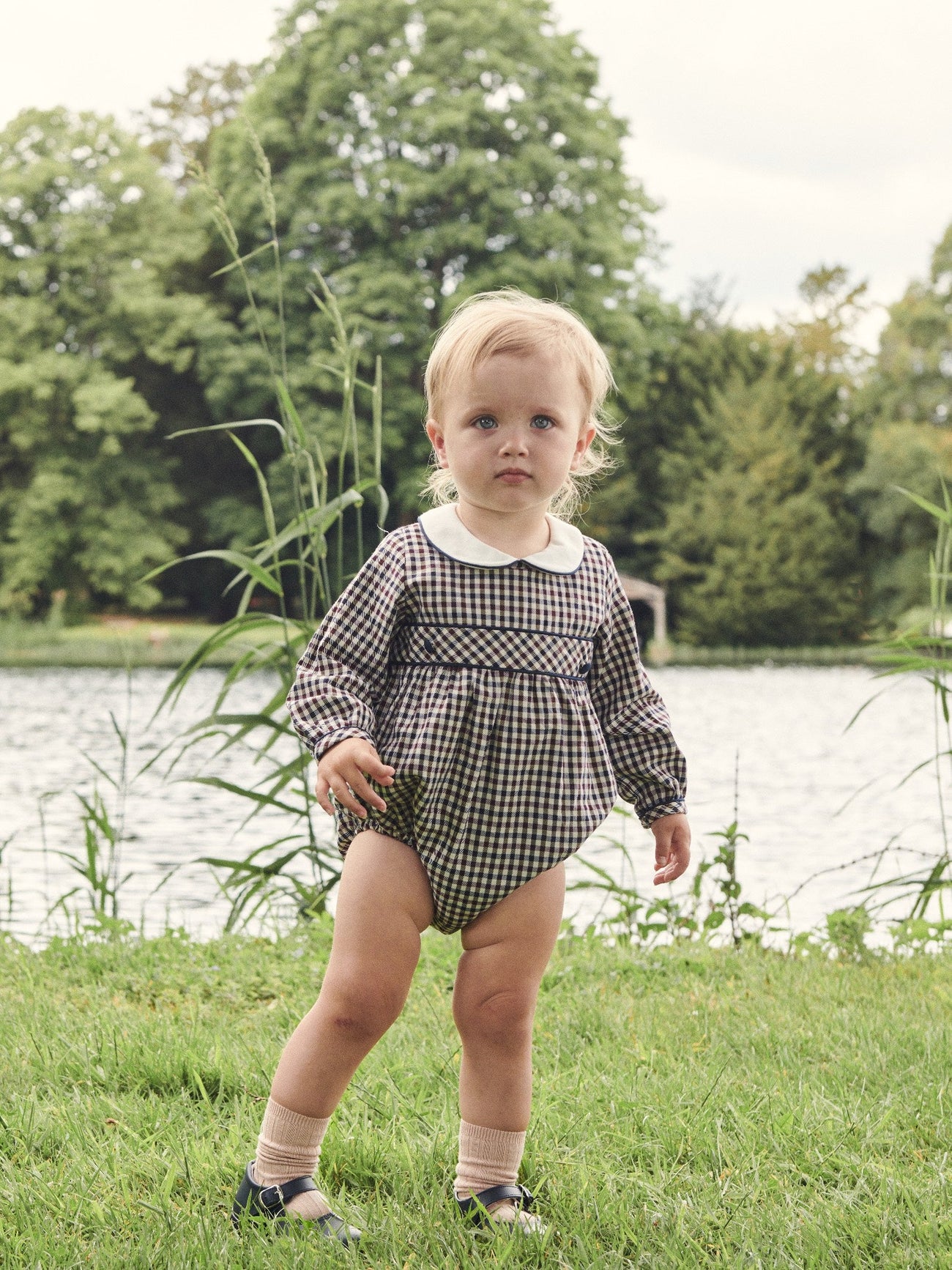 Burgundy Check Senna Baby Romper