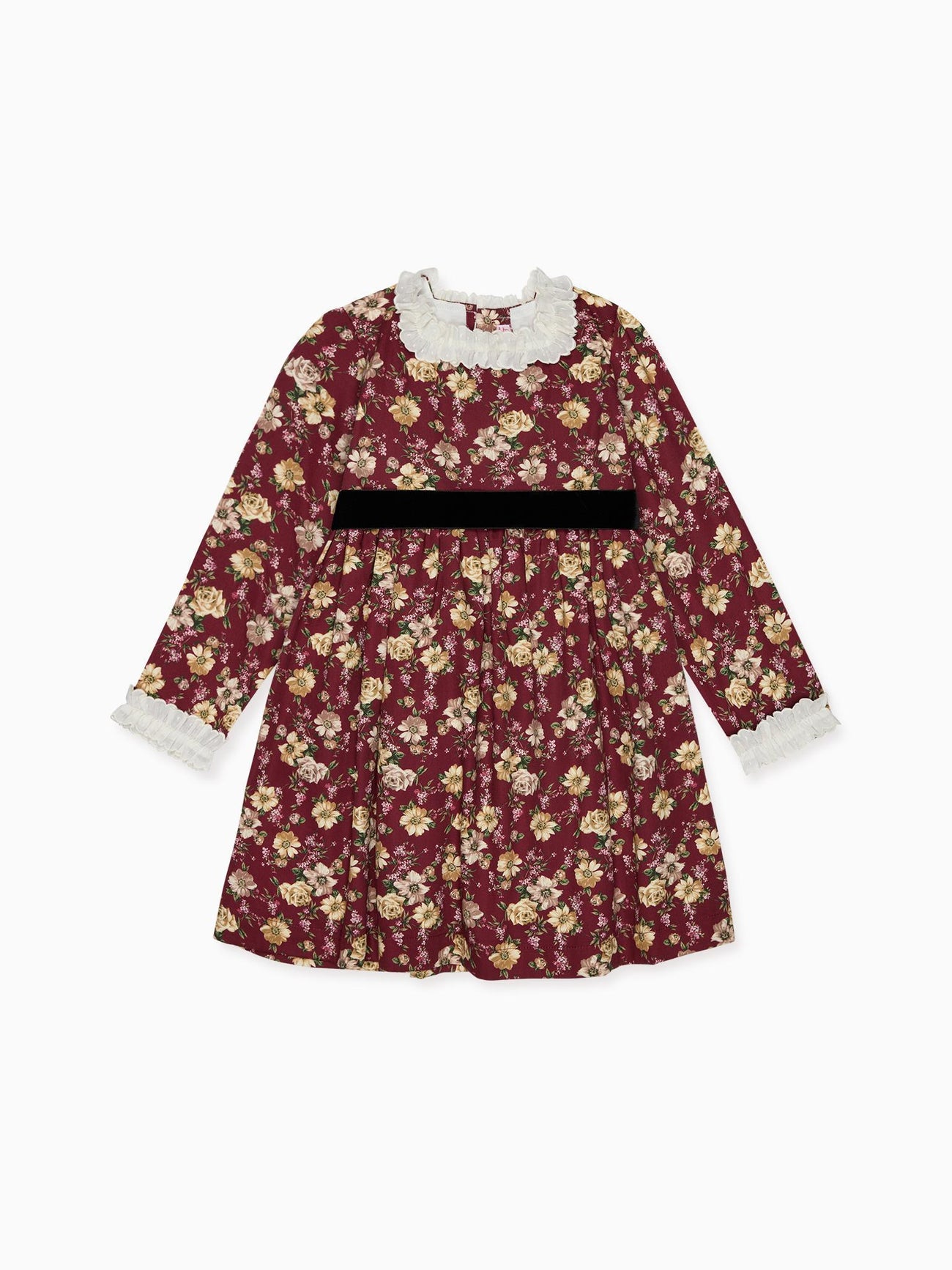 Burgundy Floral Silas Girl Dress