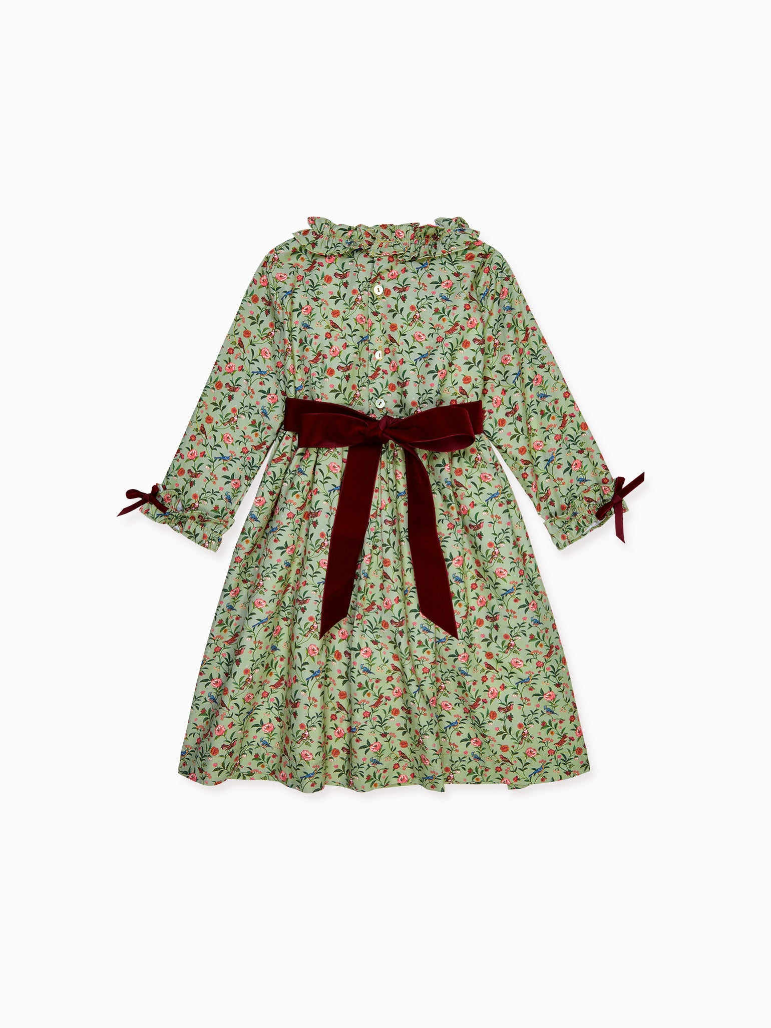 Sage Bird Floral Silas Girl Dress