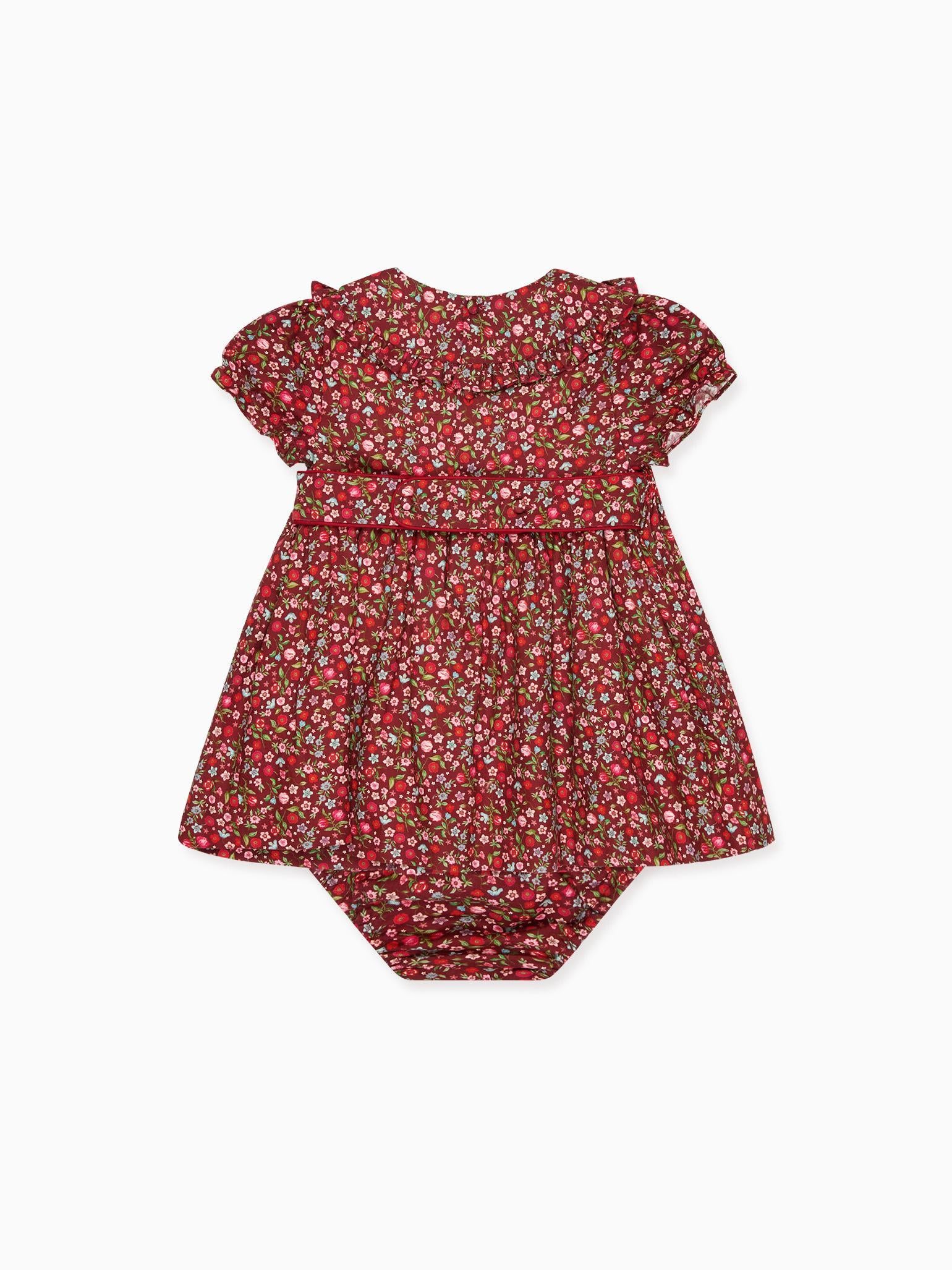 Burgundy Floral Silvana Baby Girl Hand-Smocked Set