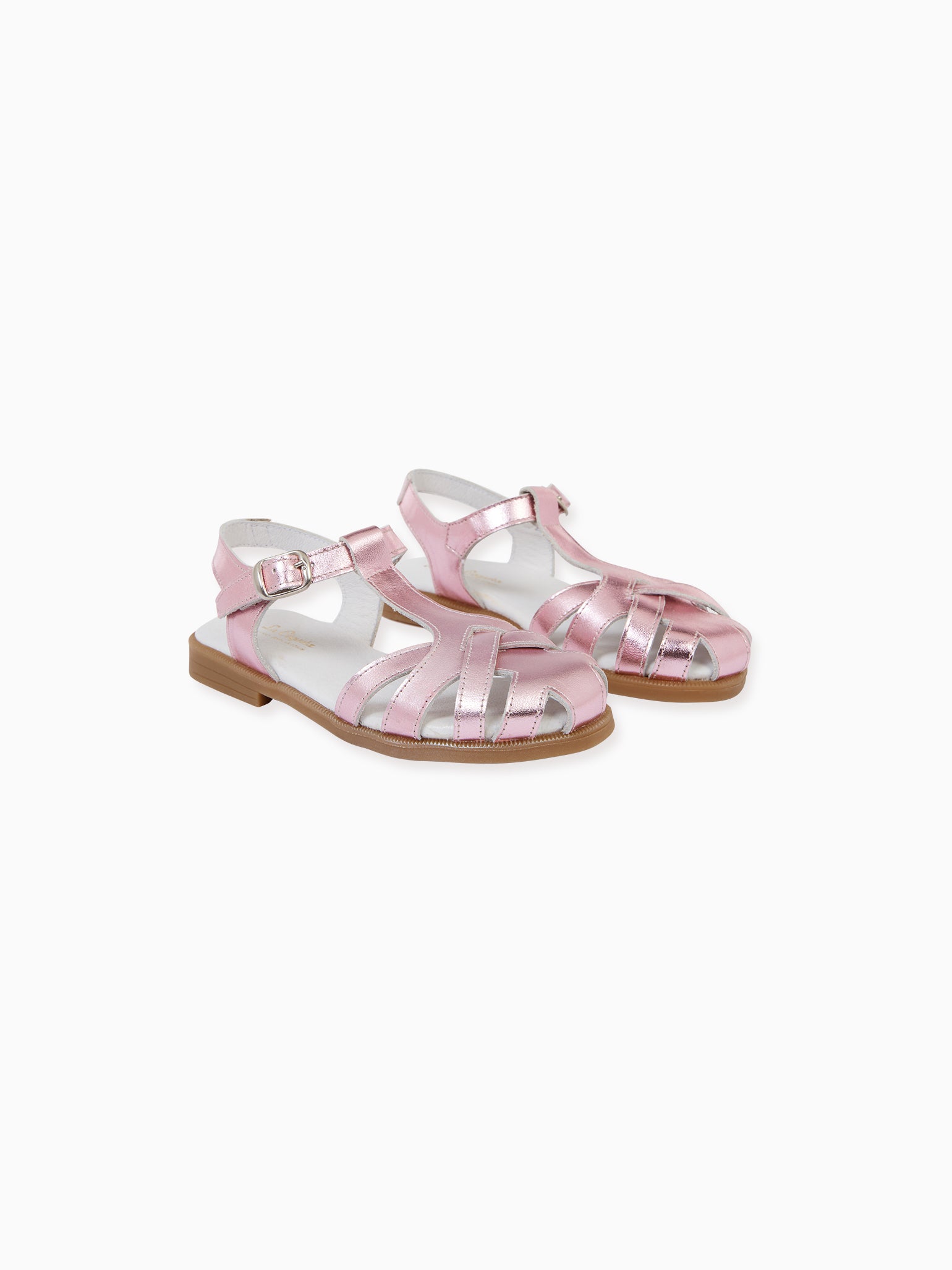 Metallic Pink Sofia Leather Girl Sandals