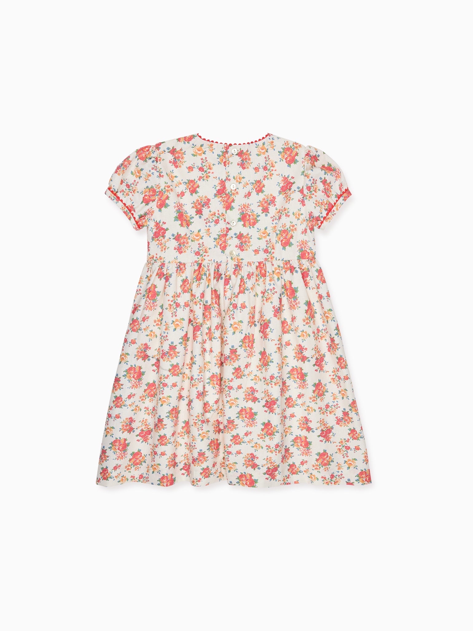 Coral Floral Soraya Girl Hand-Smocked Dress