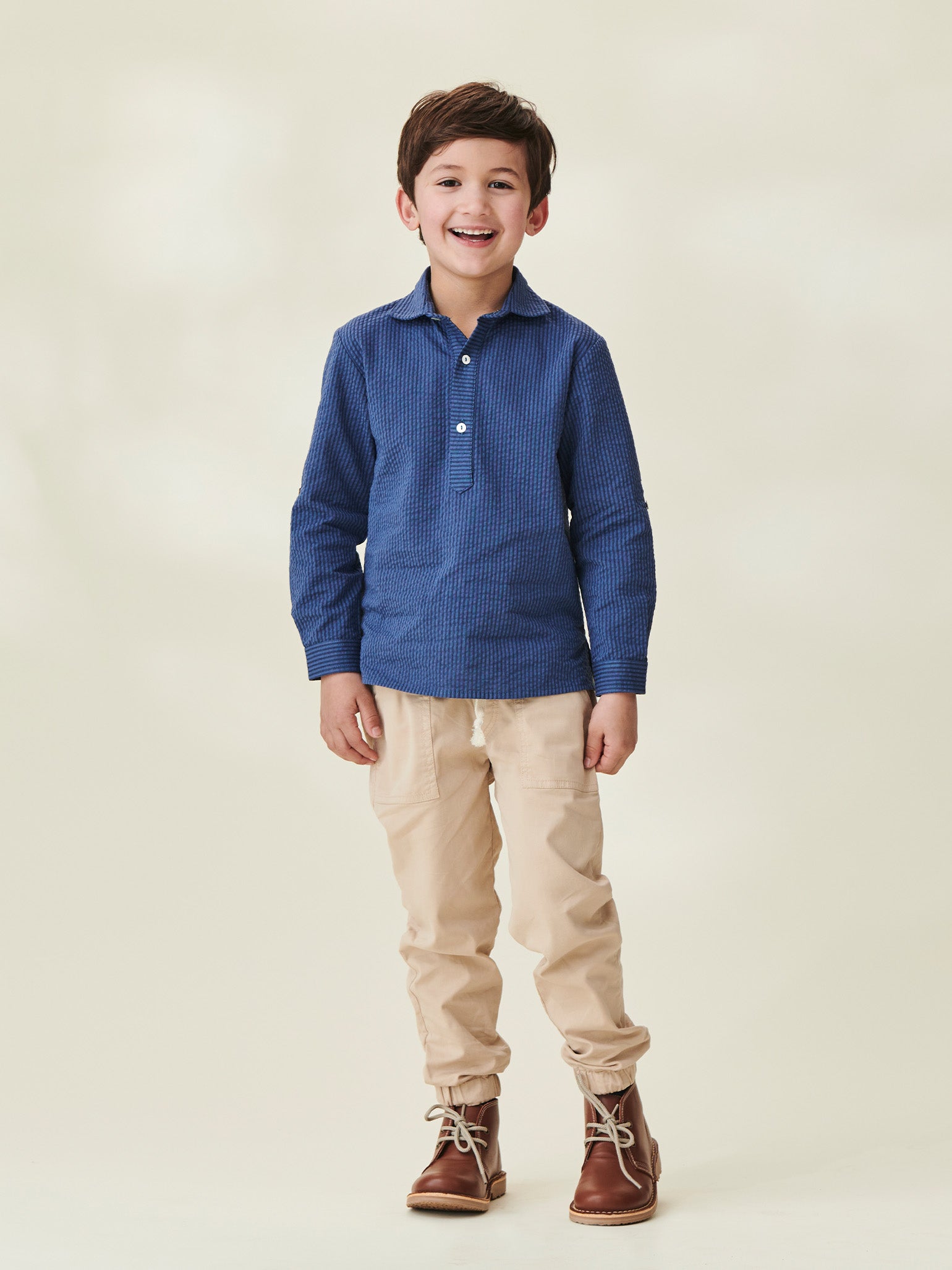 Navy Stripe Miguel Cotton Boy Shirt