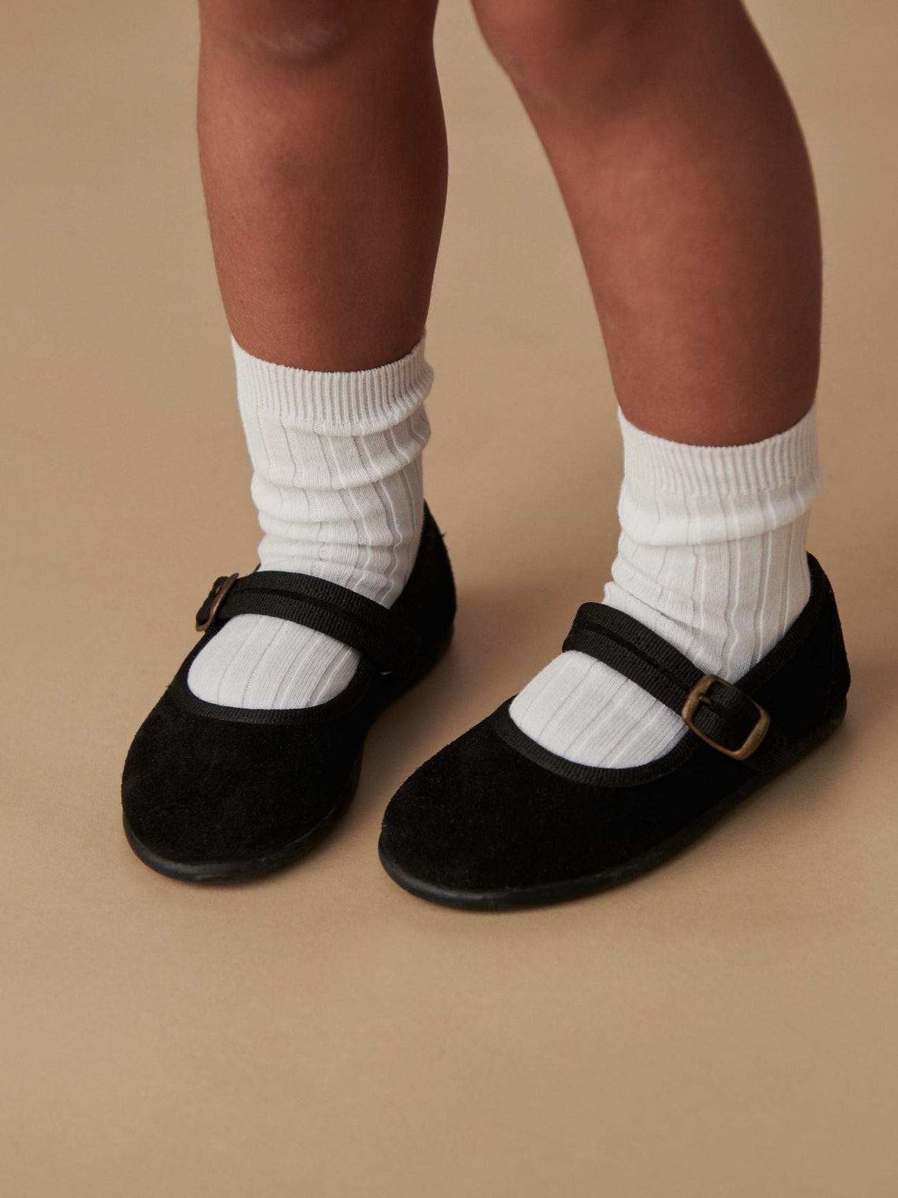 White Ribbed Short Kids Socks