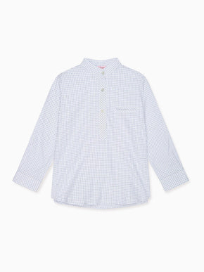 Blue Check Mateo Long Sleeve Boy Shirt
