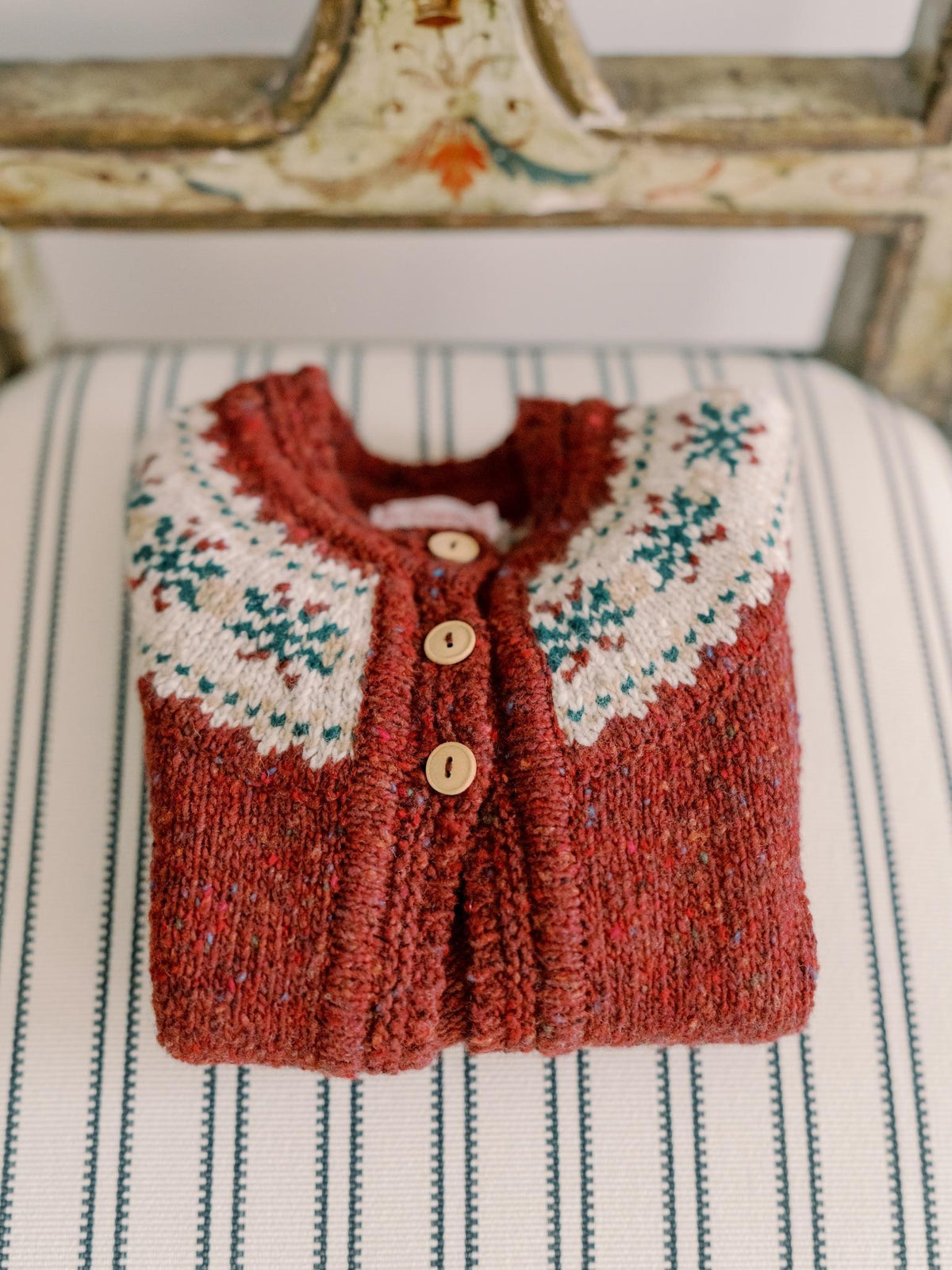 Burgundy Taylor Merino Fair Isle Baby Cardigan