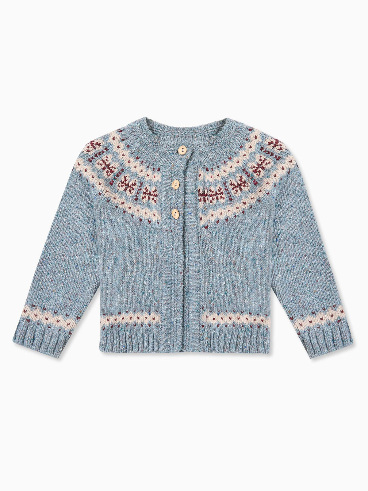 Dusty Blue Taylor Merino Fair Isle Baby Cardigan