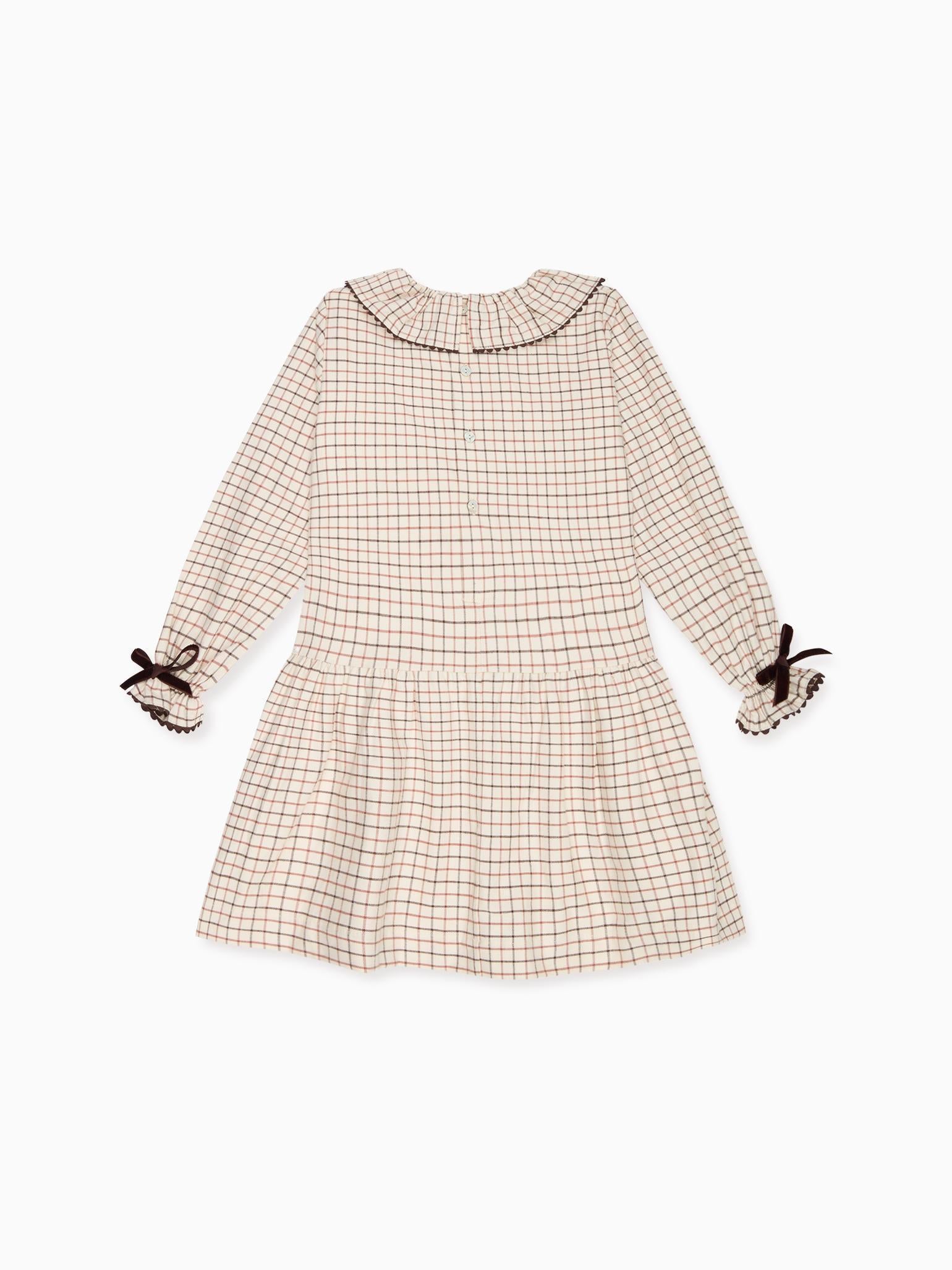 Caramel Check Tessa Girl Drop Waist Dress