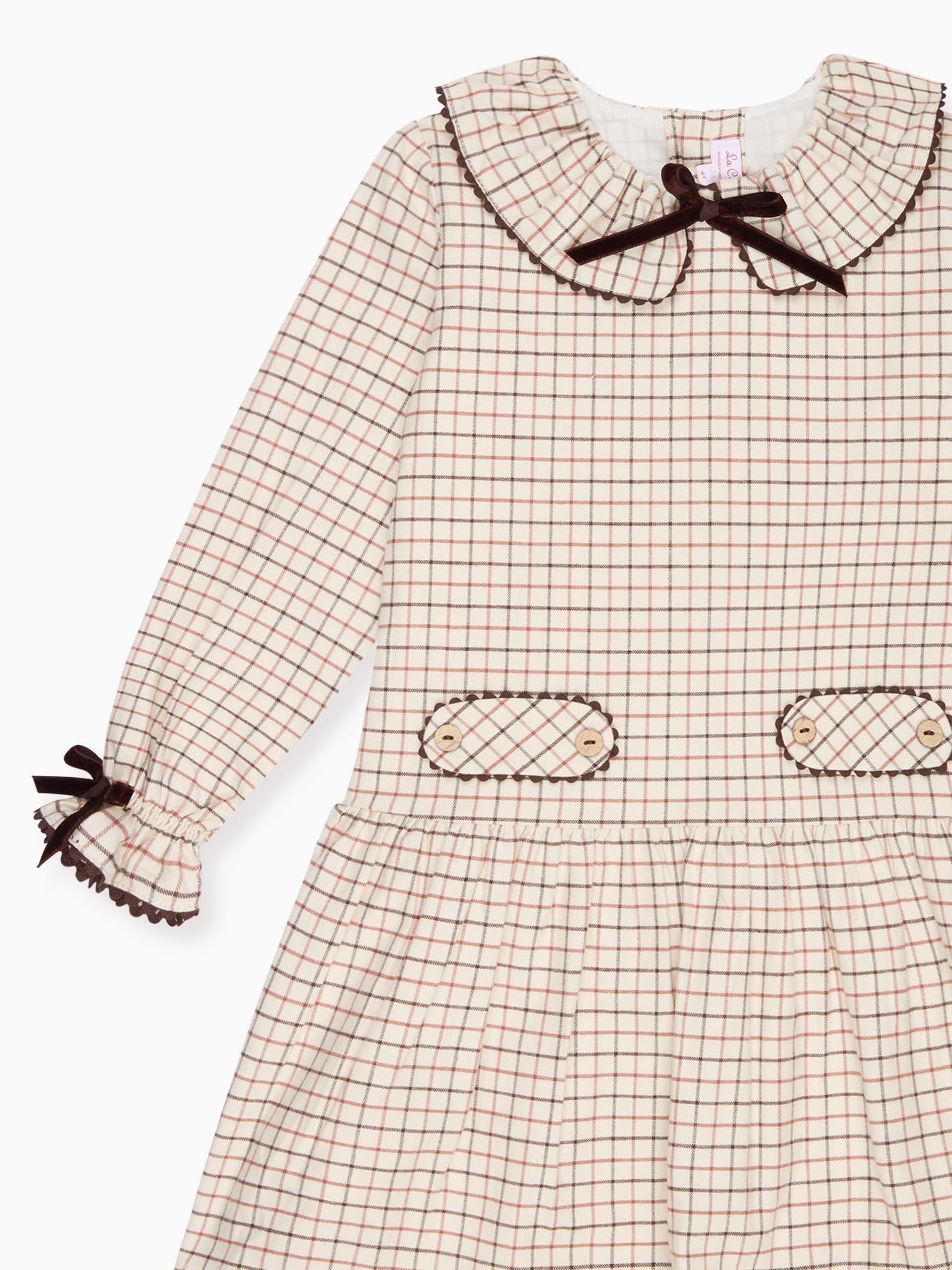 Caramel Check Tessa Girl Drop Waist Dress