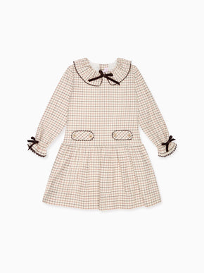 Caramel Check Tessa Girl Drop Waist Dress