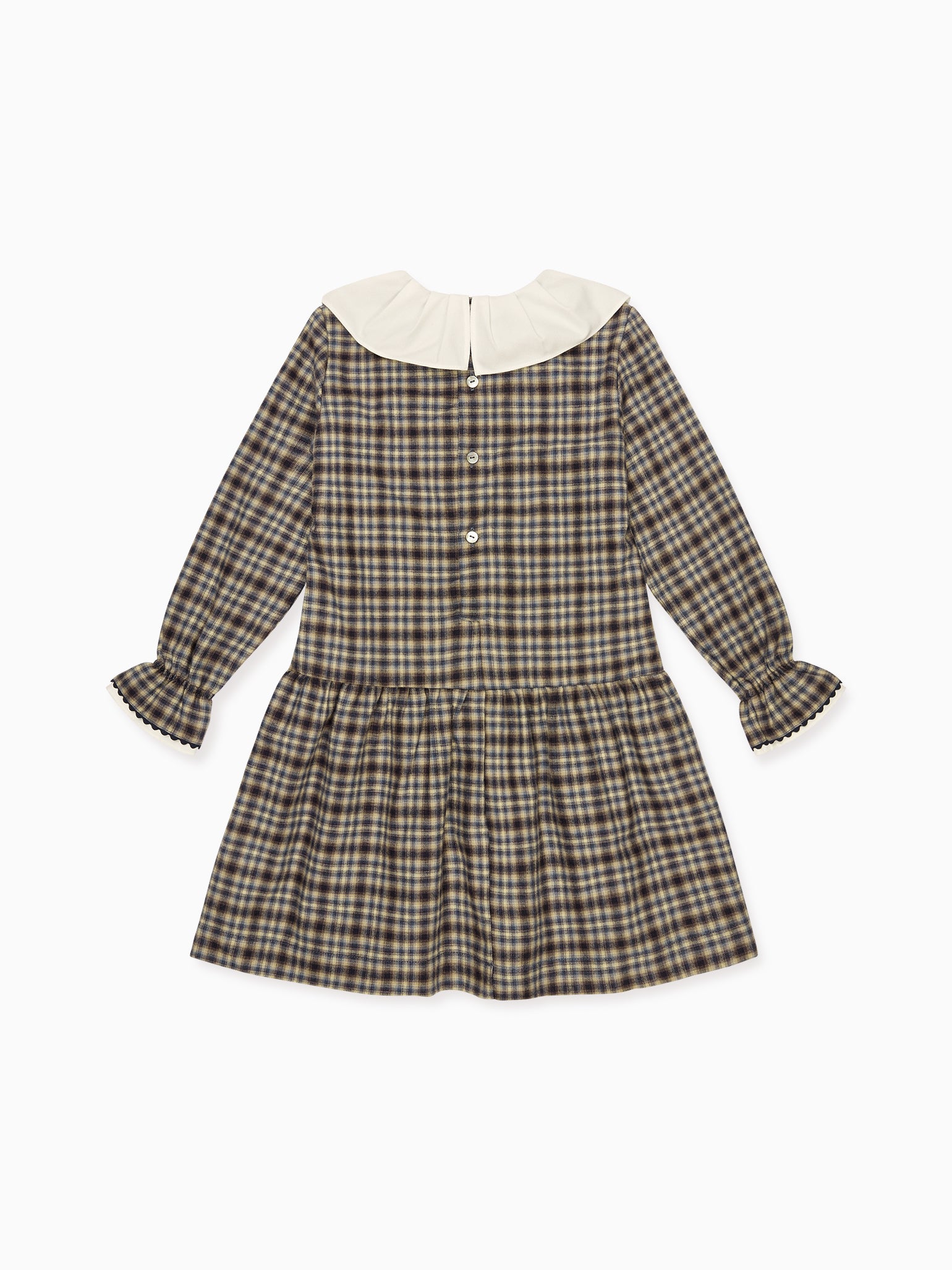 Navy Check Tessa Girl Drop Waist Dress