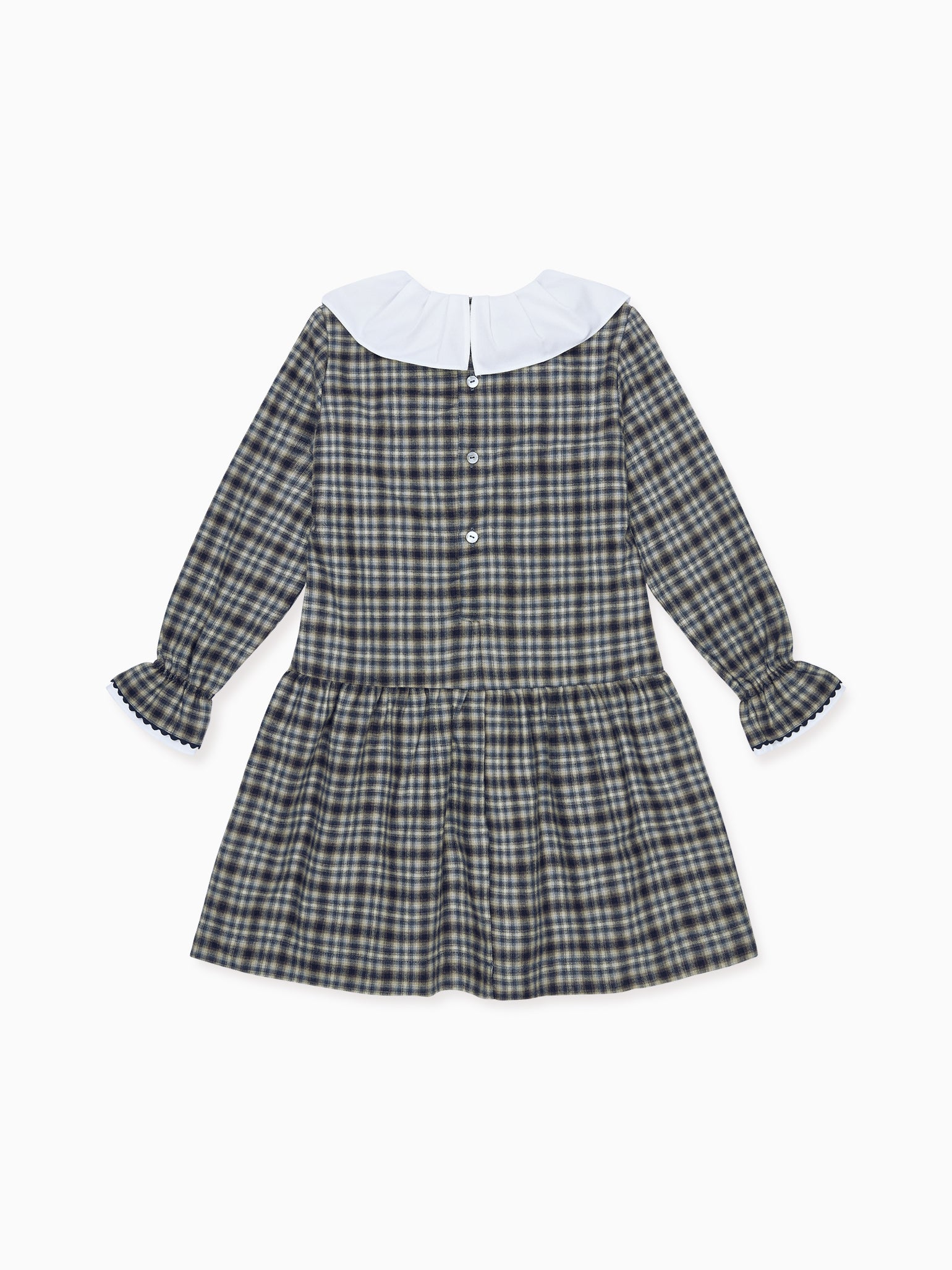 Navy Check Tessa Girl Drop Waist Dress