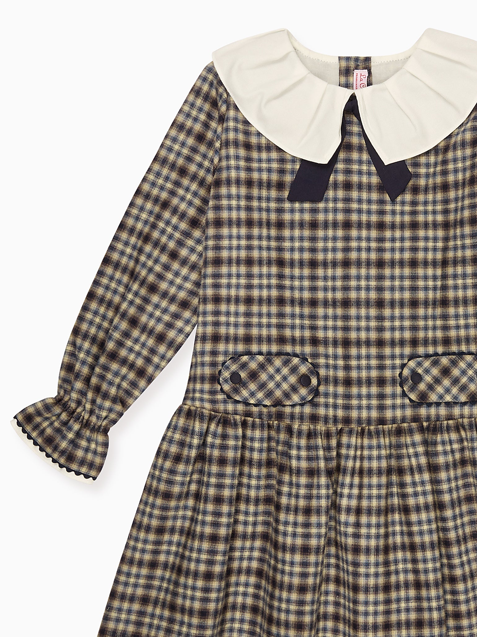 Navy Check Tessa Girl Drop Waist Dress