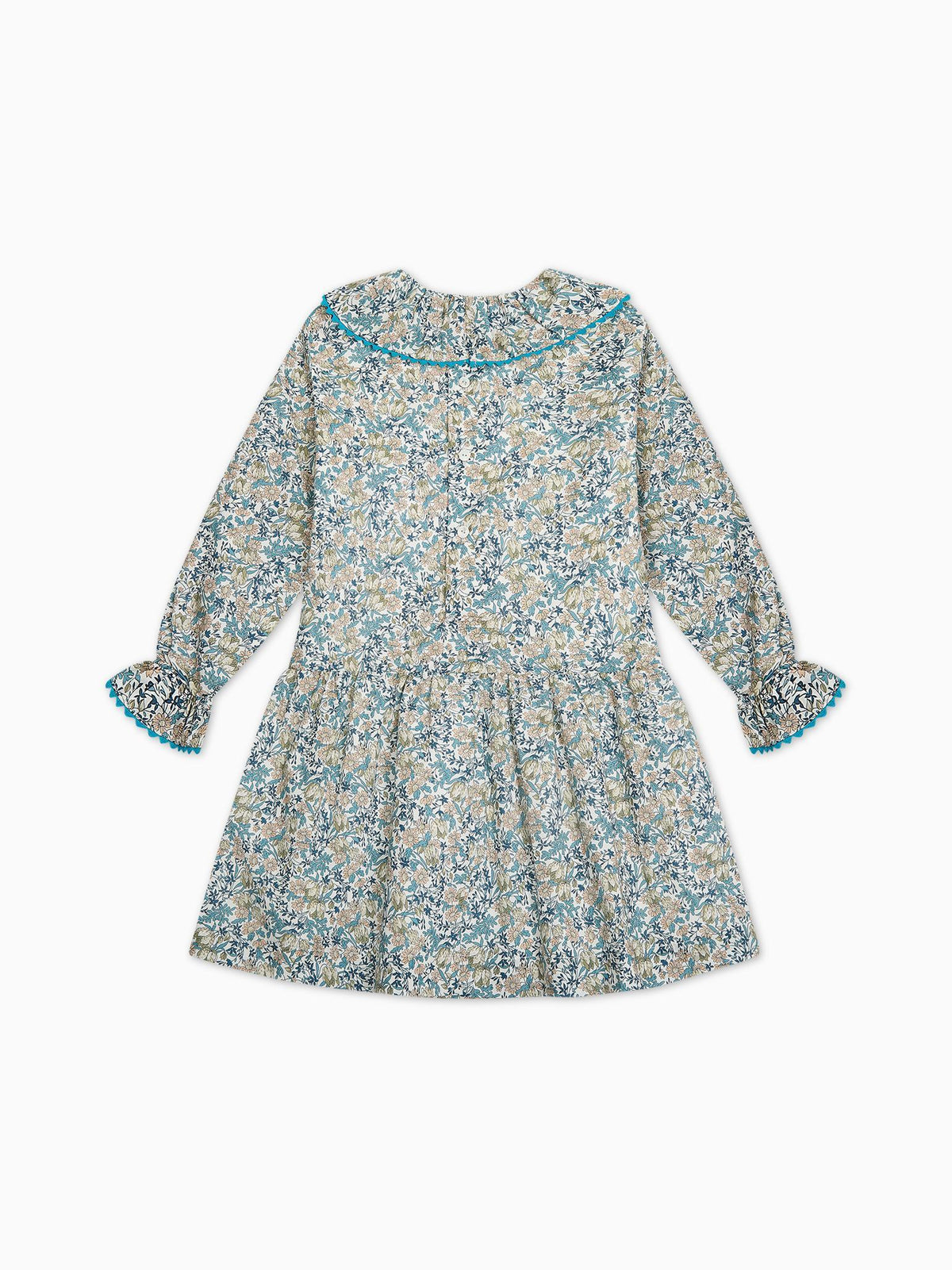 Teal Floral Tessa Liberty Girl Drop Waist Dress