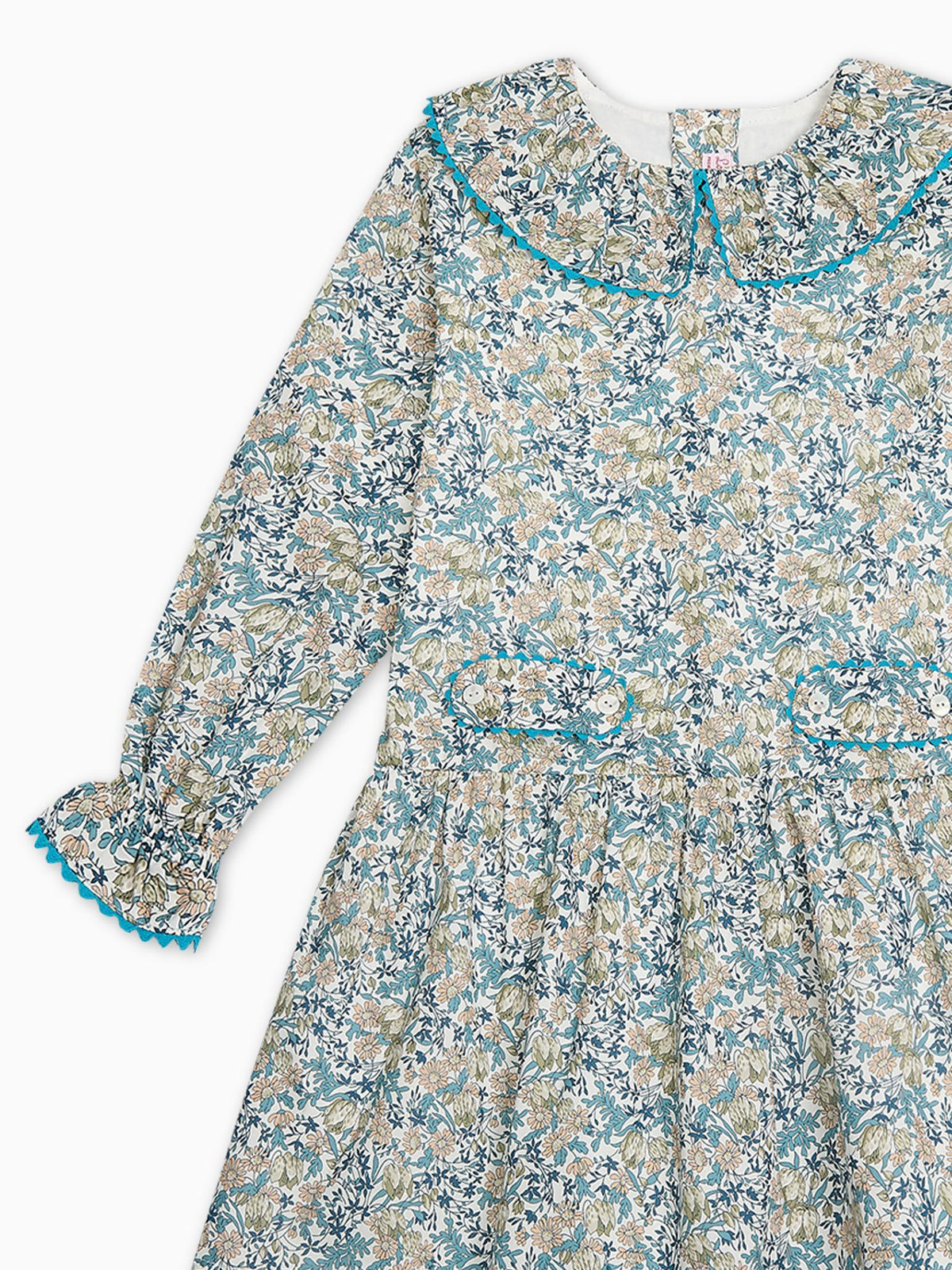 Teal Floral Tessa Liberty Girl Drop Waist Dress